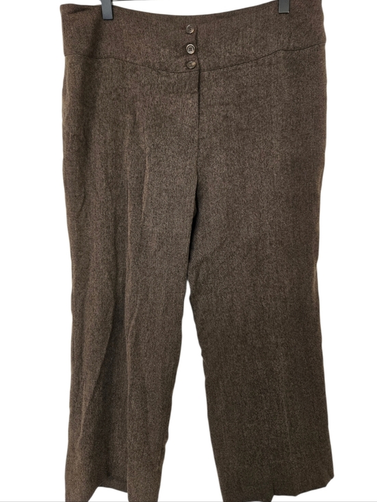 Ava & Grace Pants - Herringbone Petite Dress Pants 12P Brown Tweed Style Workwear Ankle Pants